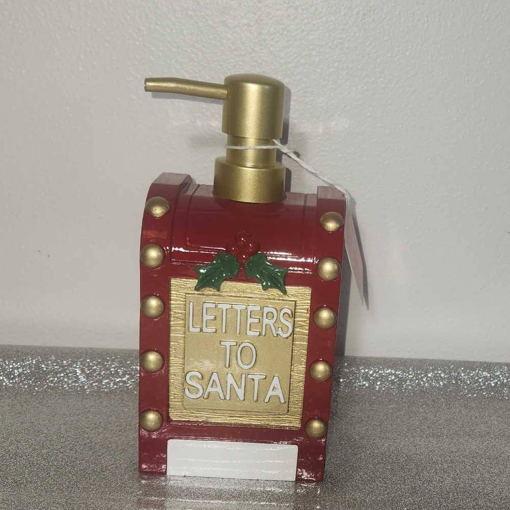Festive Red and Gold 'Letters to Santa' Soap Dispenser